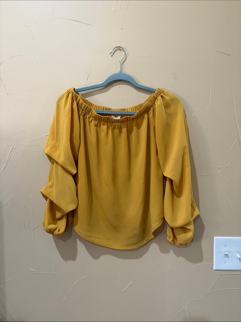 InTu Mustard Off-Shoulder Ruffle Sleeve Top